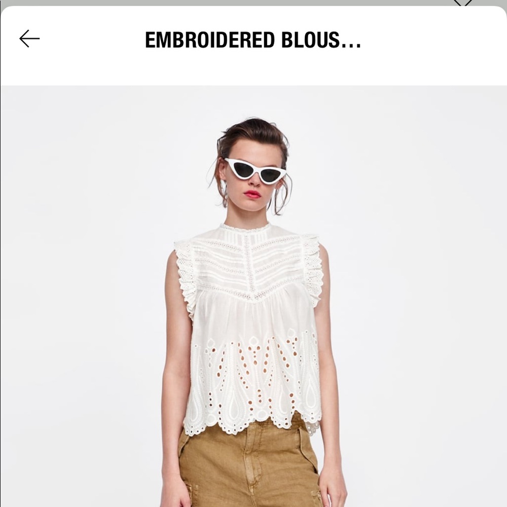 Embroidered sleeveless blouse